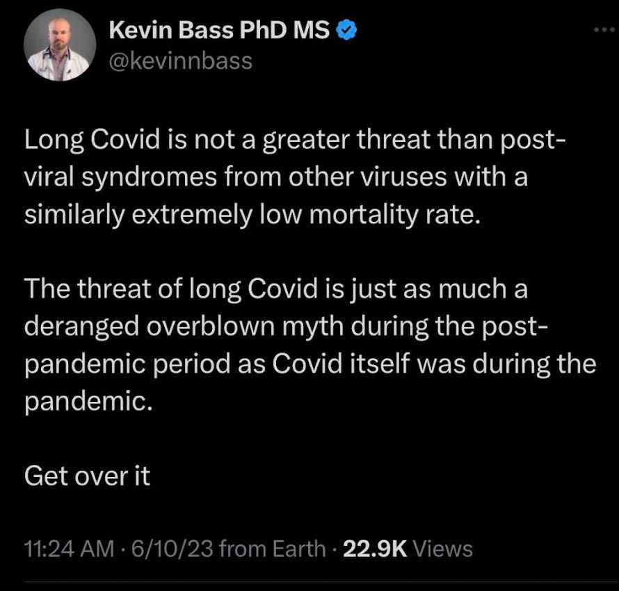 texas tech student kevin bass says long covid is a deranged myth and to get over it
