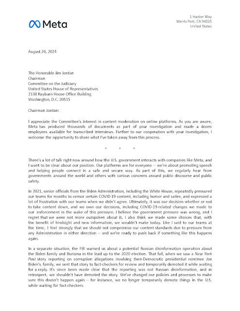 Mark Zuckerberg's Letter to Jim Jordan | Opinion - Conservative ...