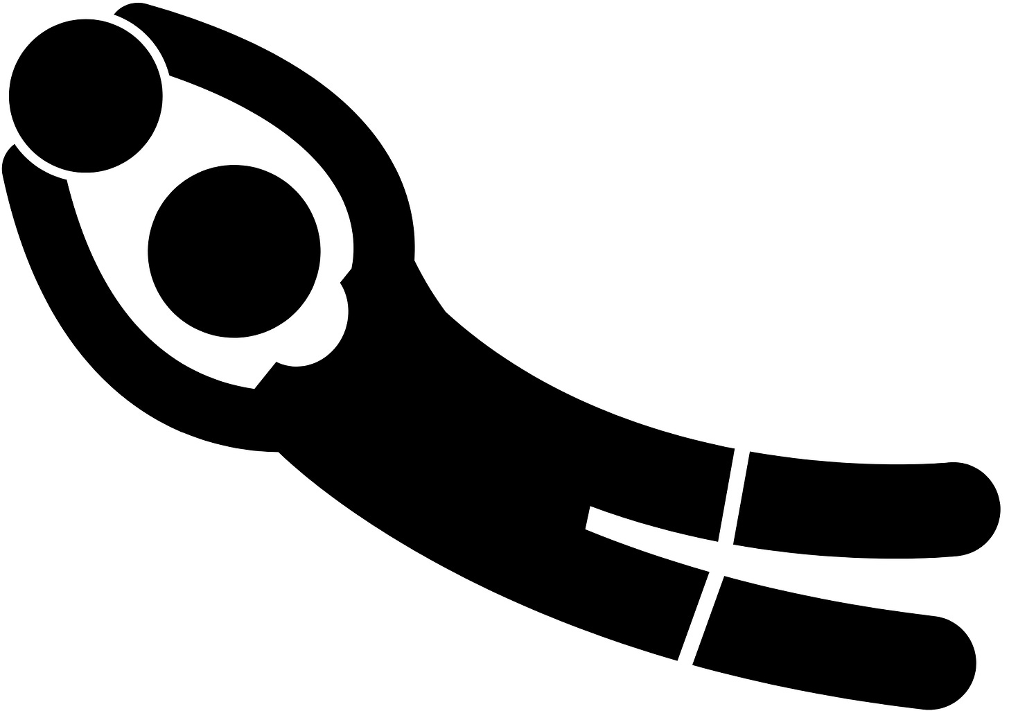Black and white graphic of someone diving to catch a ball