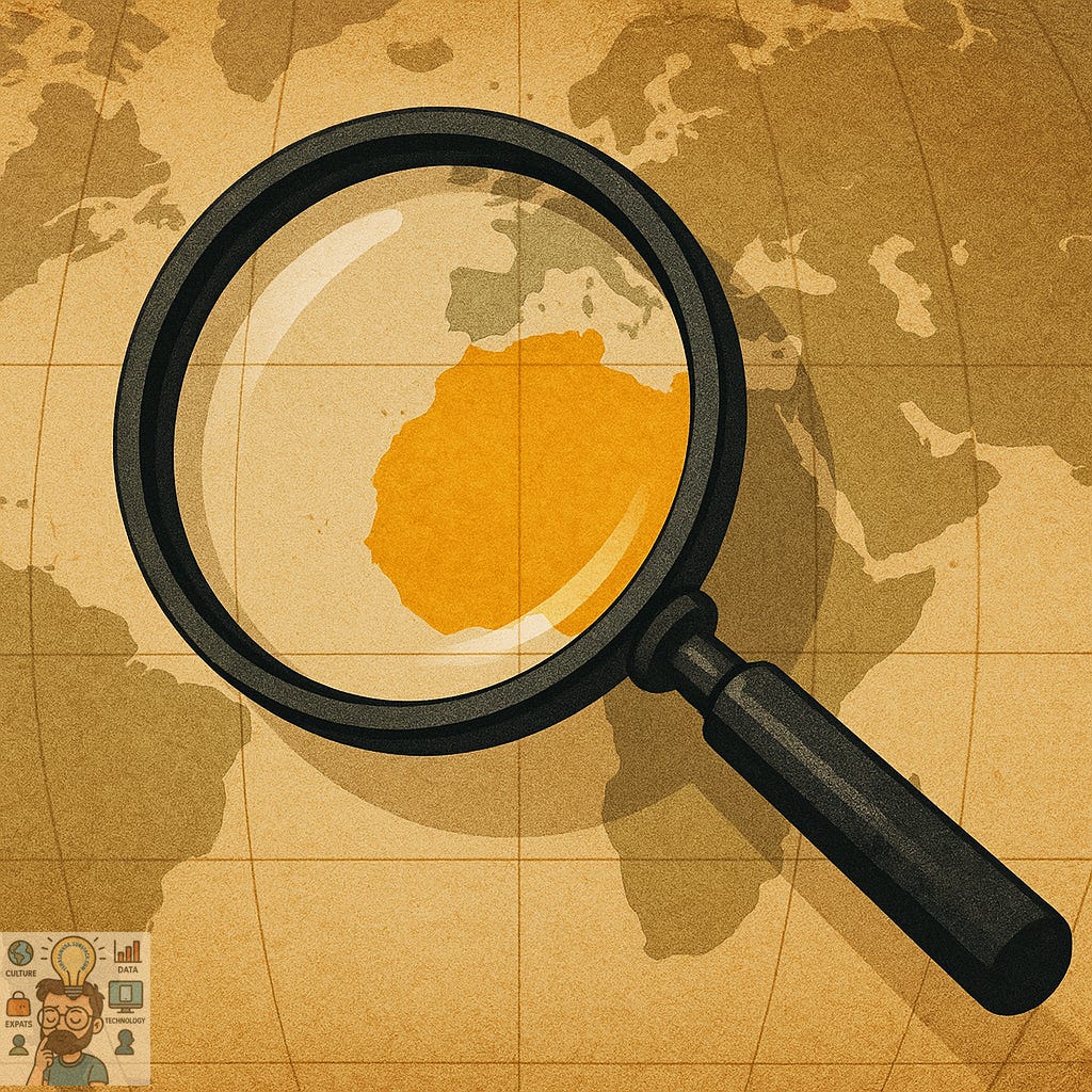 Magnifying glass on a small golden area of a big map → Representing the 80/20 focus (Episode 2)