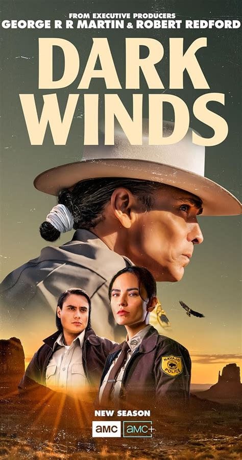 Dark Winds poster with Native American officers brooding on Native American land.