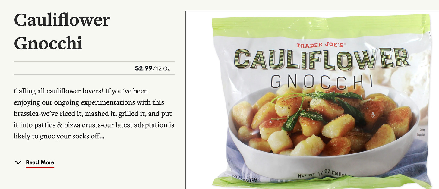 cauliflower gnocchi from trader joes