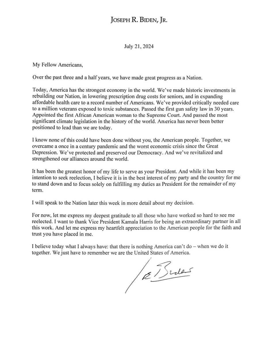 A letter from President Biden