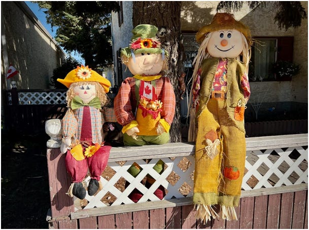 Scarecrows in Lumsden, Saskachewan.