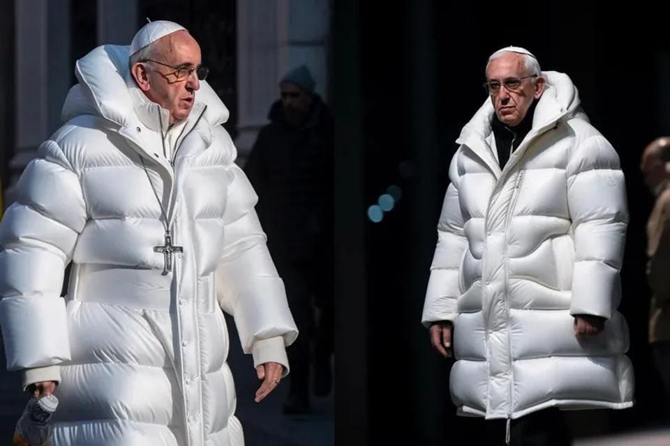 An AI-generated image of "Balenciaga" Pope Francis