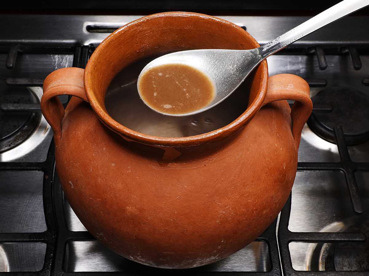 champurrado in spoon