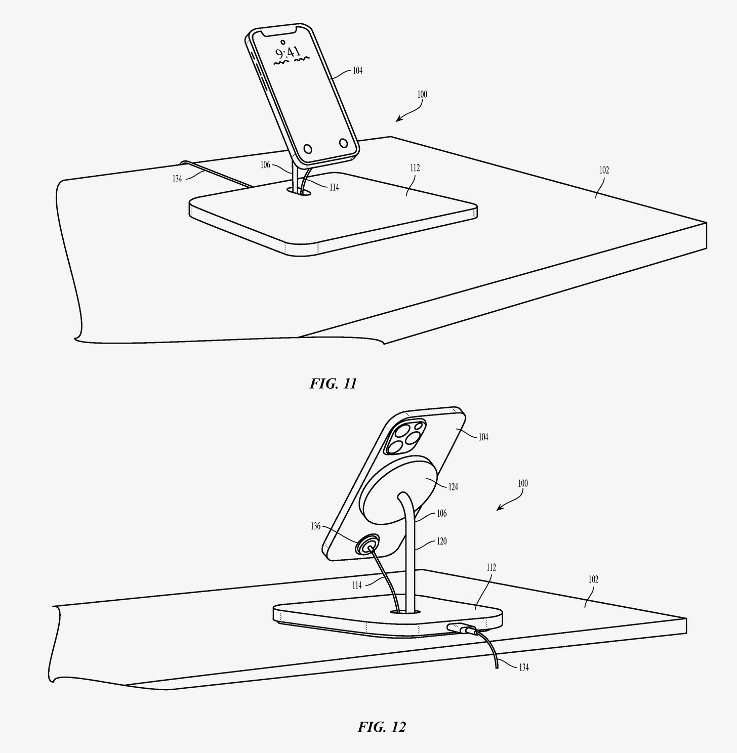 Patent drawings depict Apple's MagSafe dock.