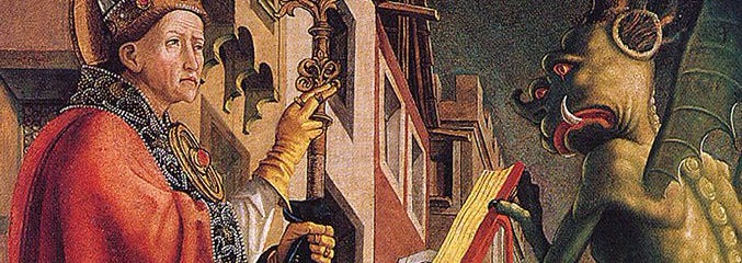 Michael Pacher-Saint Wolfgang and the Devil c 1473 screwtape | A Pilgrim in  Narnia