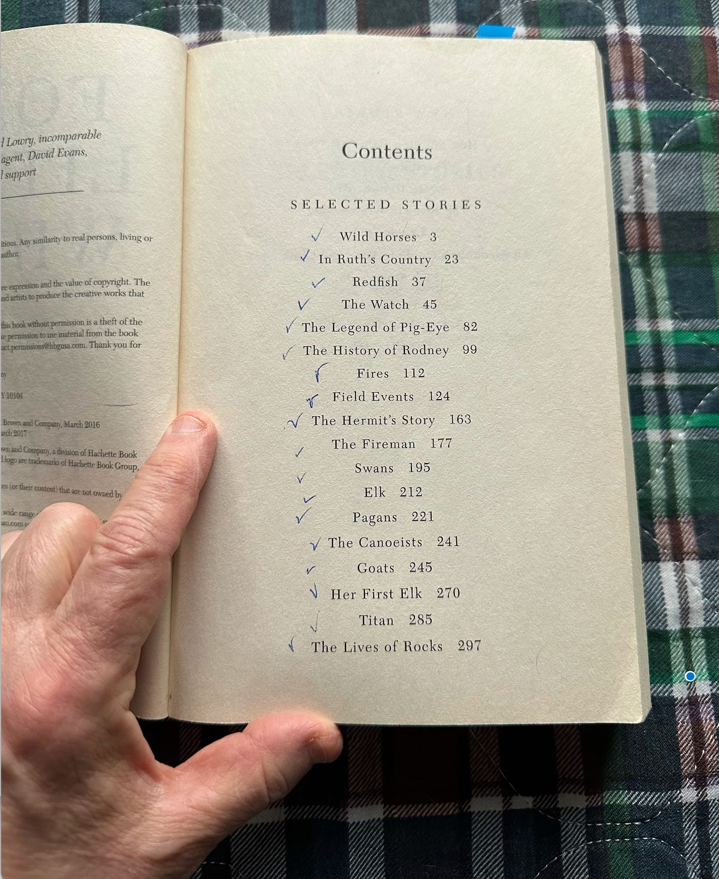 Table of Contents Rick Bass collection For A Little While