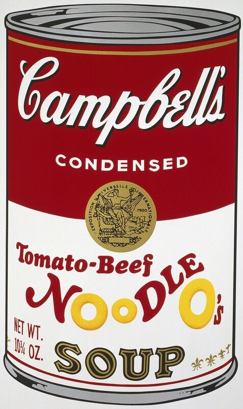 Andy Warhol | Campbell's Soup II: Tomato-Beef Noodle O's (1969) | Artsy