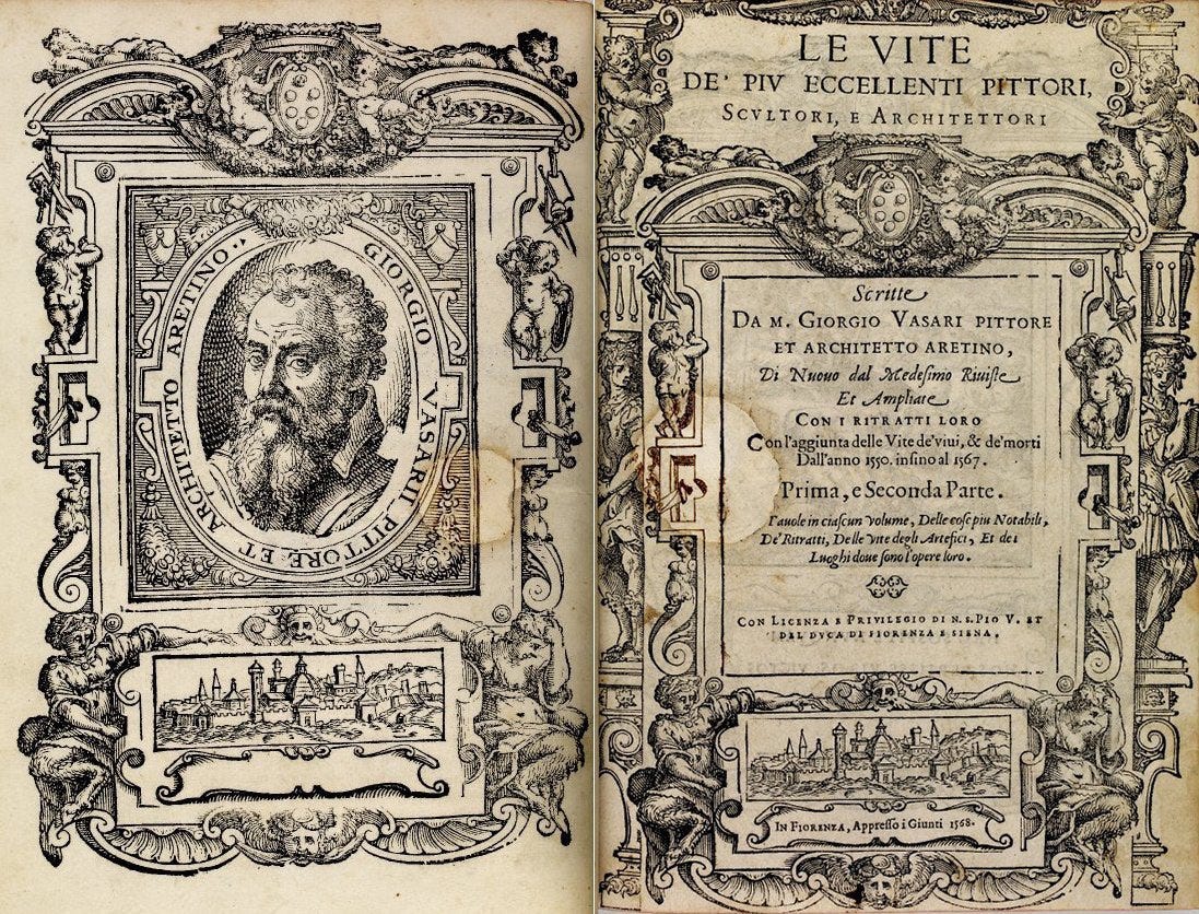 Screencap of Vasari's Lives, the first famous work of artistic biography