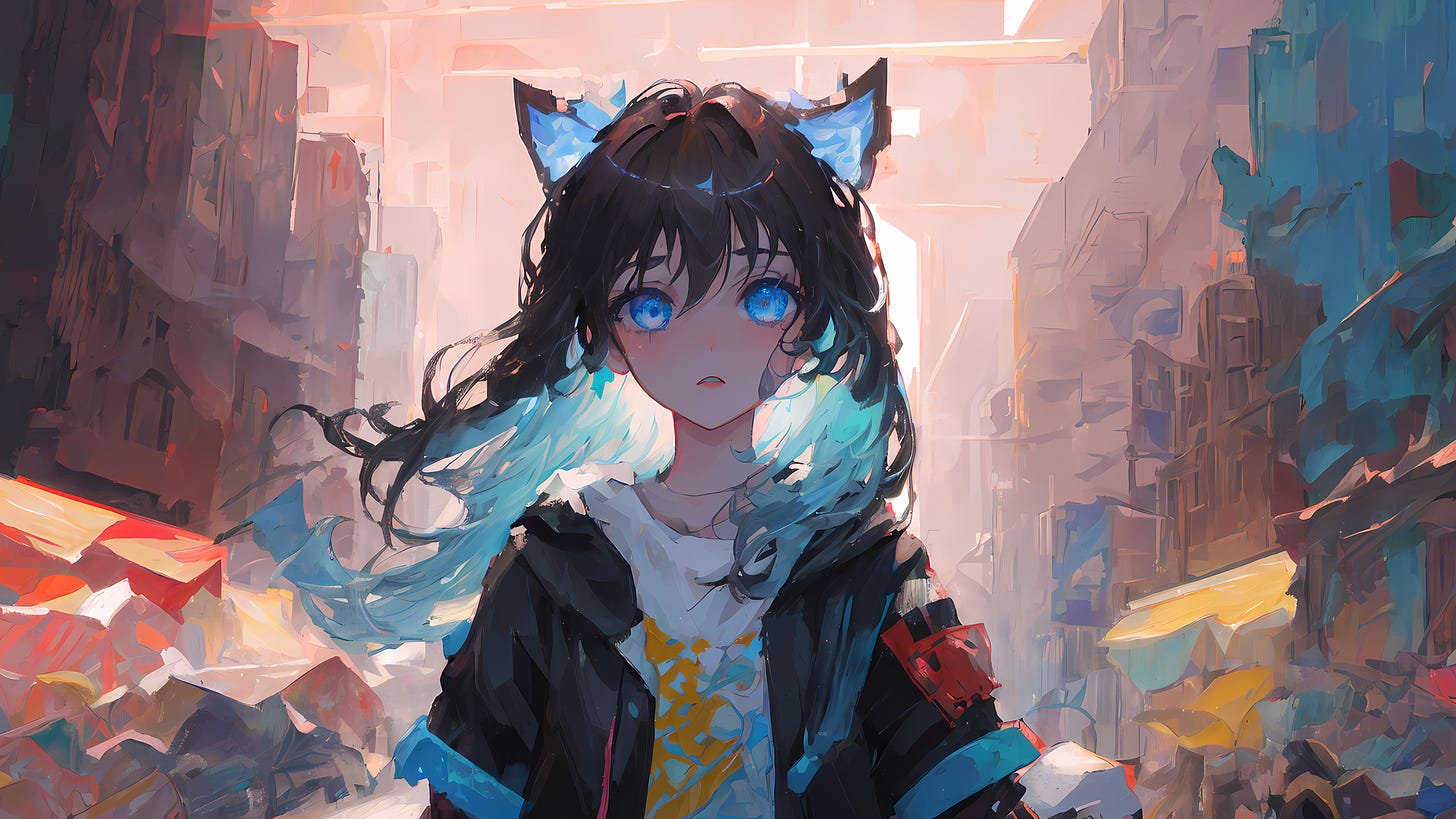 Anime 1920x1080 anime anime girls cat girl blue eyes AI art cat ears looking at viewer