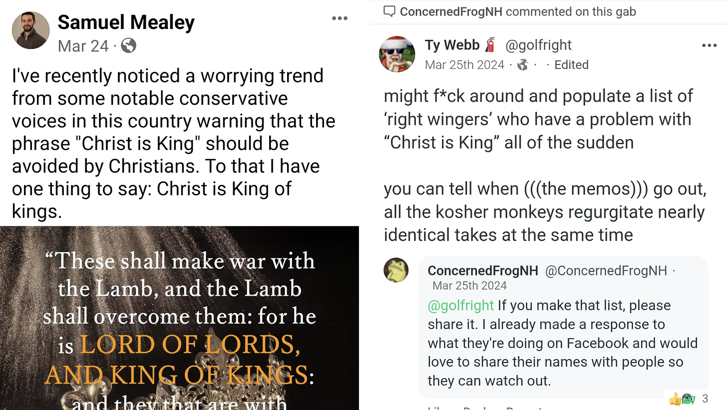 Mealey Facebook post and ConcernedFrogNH comment