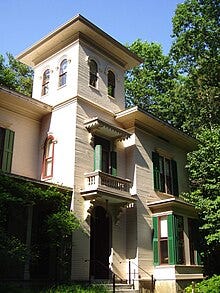 The Evergreens, built by Edward Dickinson, was the home of Austin and Susan's family.