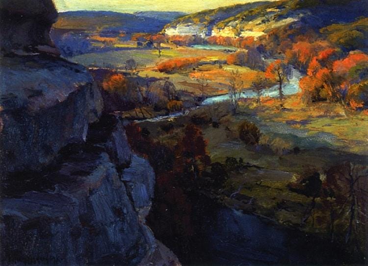 Bluffs on the Guadalupe River, 17 Miles above Kerrville, Texas, 1921 - Robert Julian Onderdonk