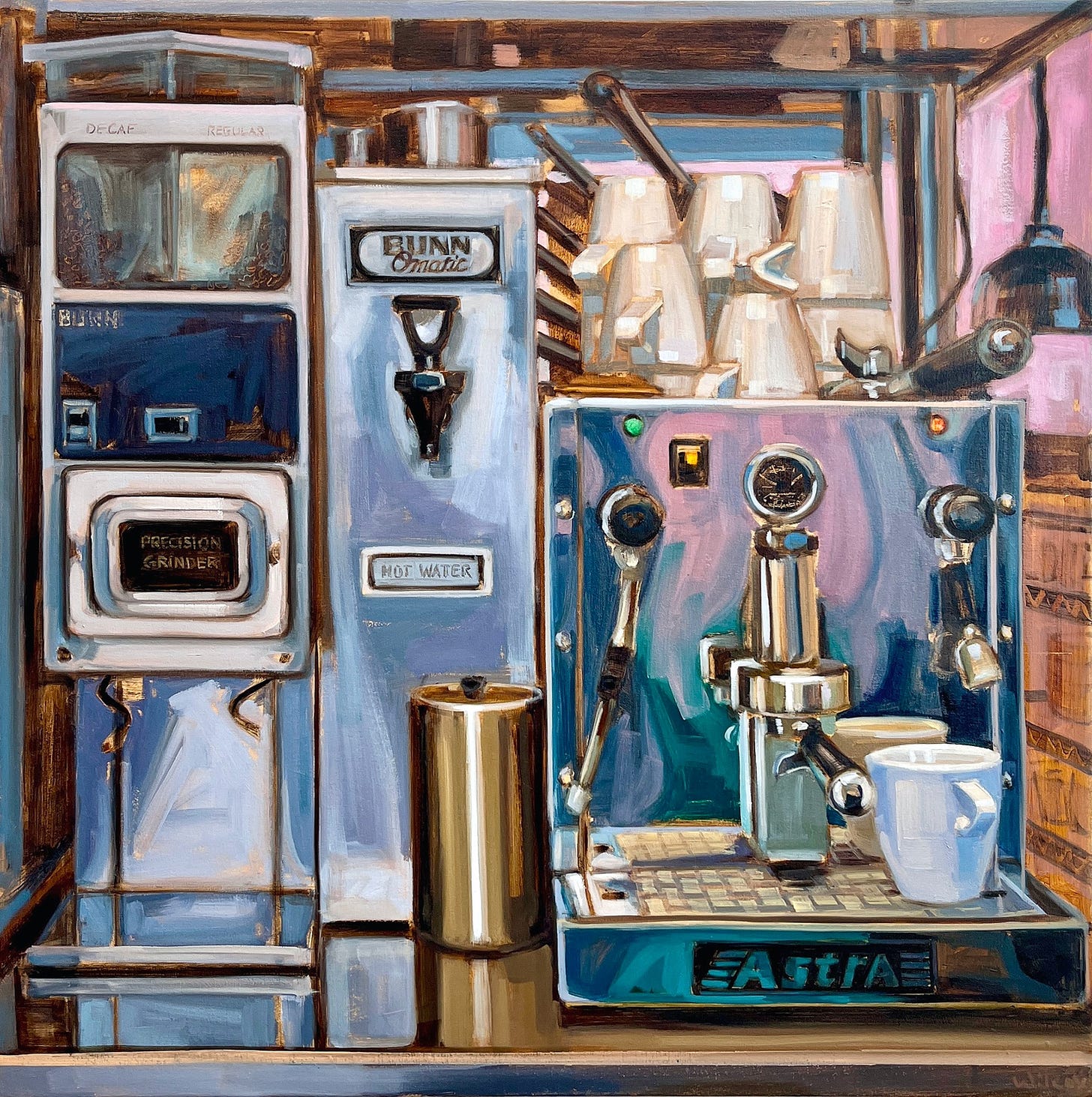 A painting of a coffee machine

Description automatically generated