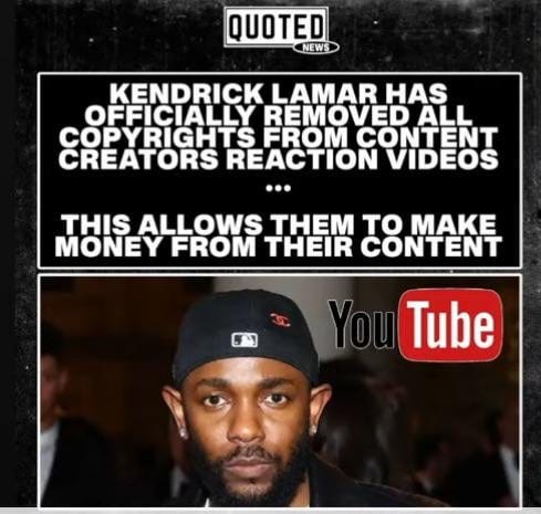 Kendrick reached out to his label and removed all copyright claims from  YouTube reactors so that they can get paid : r/KendrickLamar