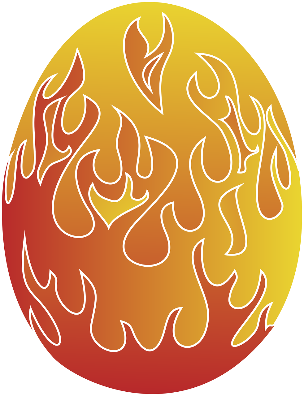 Egg decorated with flames