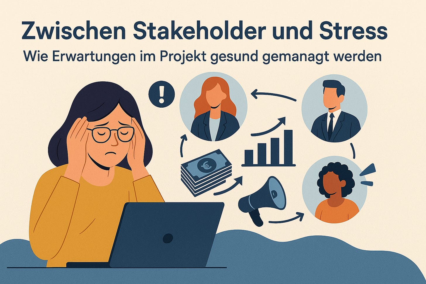 Stakeholder-Management kann auch stressfrei gelingen – durch klare Kommunikation, gezielte Priorisierung und den bewussten Umgang mit Erwartungen. Stakeholder-Management kann auch stressfrei gelingen – durch klare Kommunikation, gezielte Priorisierung und den bewussten Umgang mit Erwartungen.
