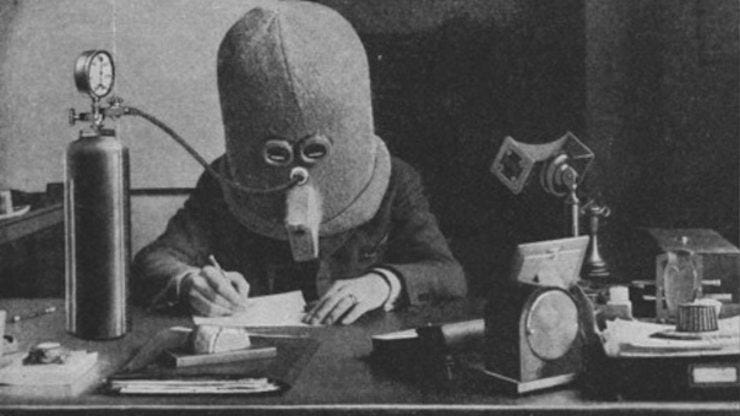 The Isolator - Invention by Hugo Gernsback in 1925 - To stay focused and undistracted