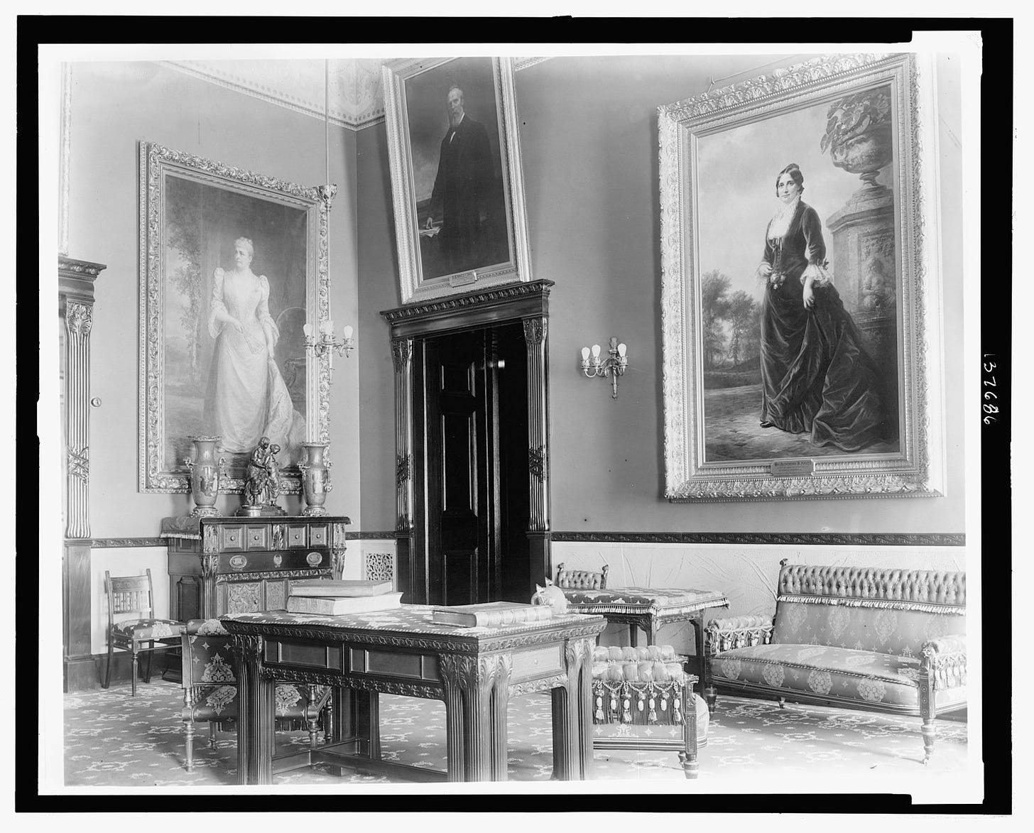 The Red Room at the White House in 1890. Mary Todd Lincoln held séances in the Red Room of the White House, some of which her husband attended, according to the National Archives Records Administration. 