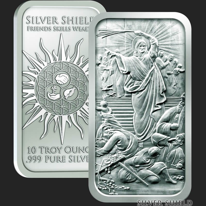 Jesus Clears the Temple 10 Oz Silver Bars - 10 Oz Silver Bar