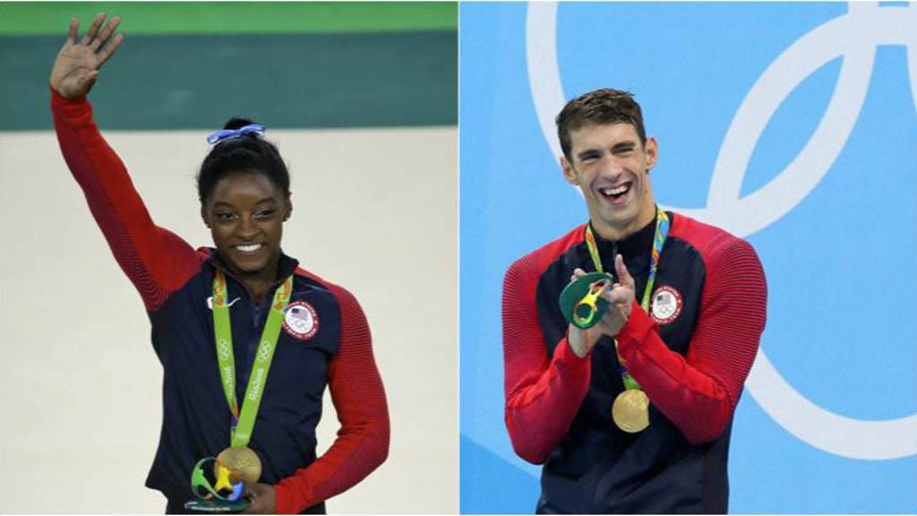 fotos de Michael Phelps y Simone Biles