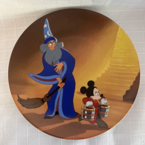 Walt Disney's "AN APPRENTICE AGAIN" Plate Fantasia The Sorcerer's Apprentice  - Picture 1 of 5