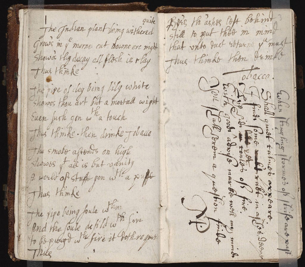A commonplace book from the mid-17th century - various entries in pen and ink in copperplate script