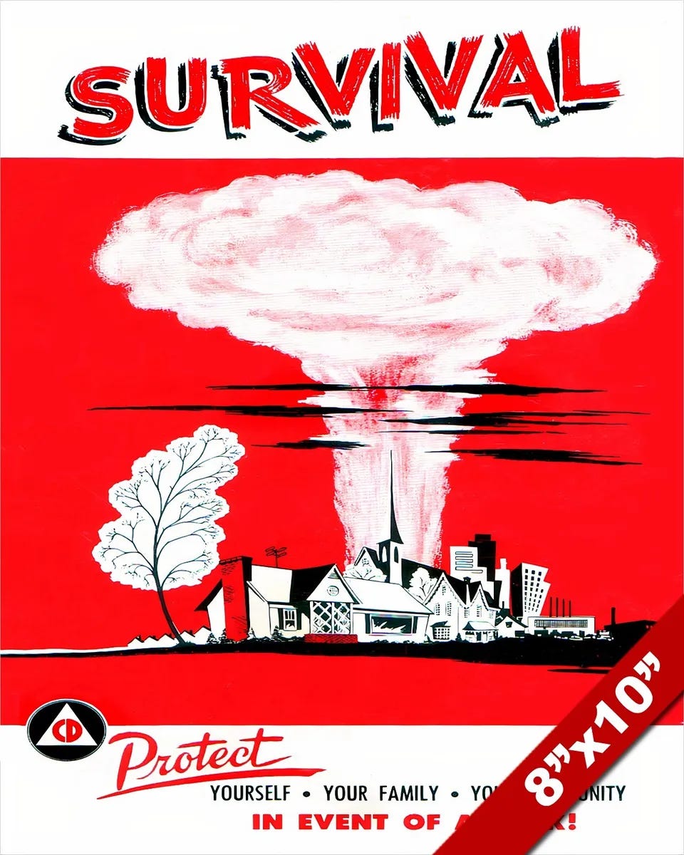 1950'S VINTAGE COLD WAR NUCLEAR ATTACK PROPAGANDA CANVAS GICLEE POSTER ART  PRINT | eBay