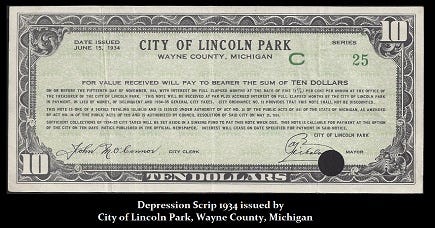 1934 Mich DepressionScrip r