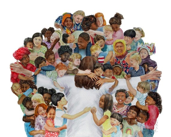 Encircled in His Arms, Jesus Hugs Children From Around the World, Black  Jesus, Ethnic Nationalities, Christian Art Print - Etsy