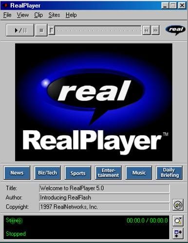 RealPlayer (1995) : r/nostalgia