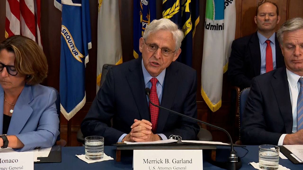 Attorney General Merrick Garland speaks briefly about a school shooting in Georgia on Wednesday, September 4, in Washington, DC.