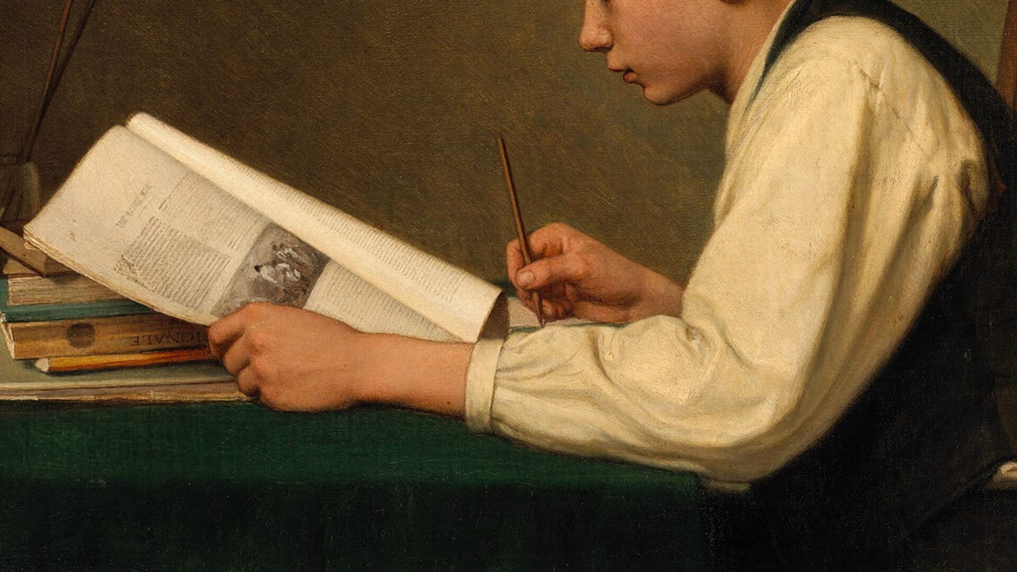 Detalhe em The Young Student (1894), de Ozias Leduc