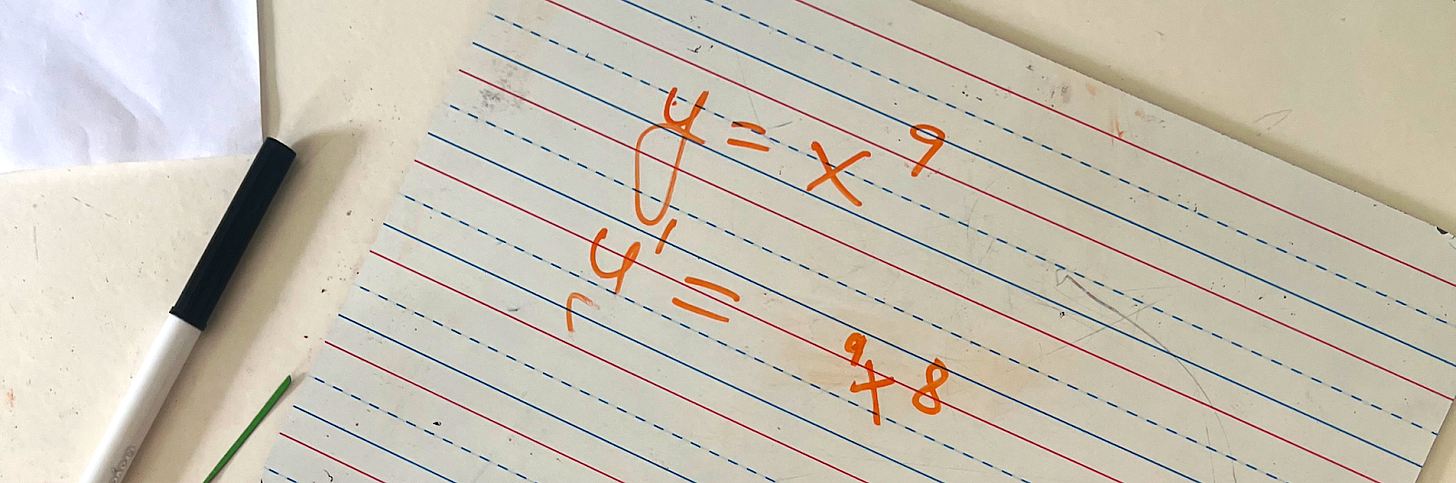 A student has taken the derivative of y = x^9