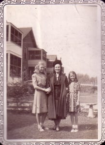 Black and white photo of three women from the 1930s or 1940s.