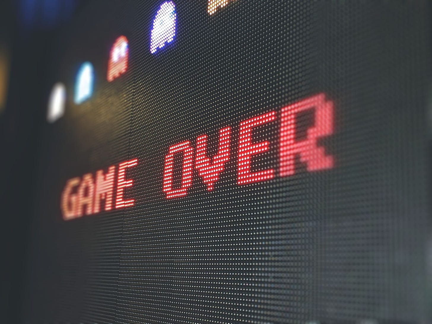 A video game “game over” screen
