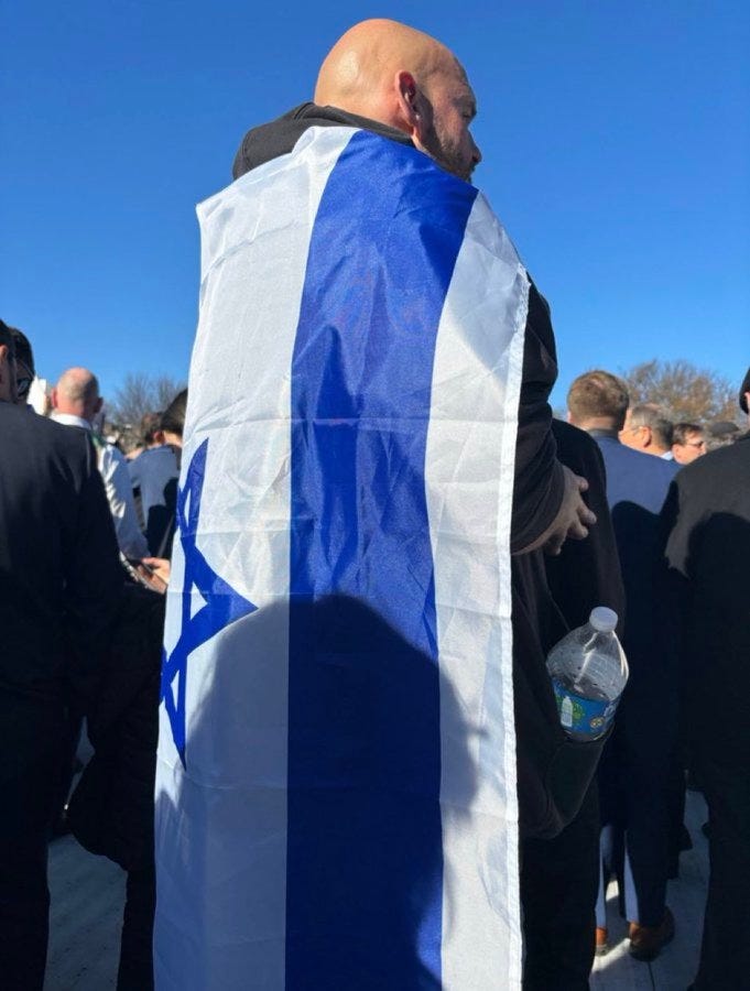 Fetterman draped in Israeli flag during DC rally in support of the Jewish  state
