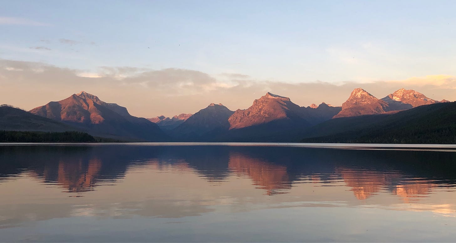 28 September 2020: What says “beautiful” more than Lake McDonald? At the Apgar campground in Glacier National Park, Montana.
