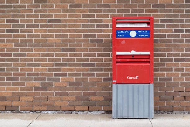 Canada Post Mail Box Stock Photo - Download Image Now - Canada Post, Canada,  Delivering - iStock