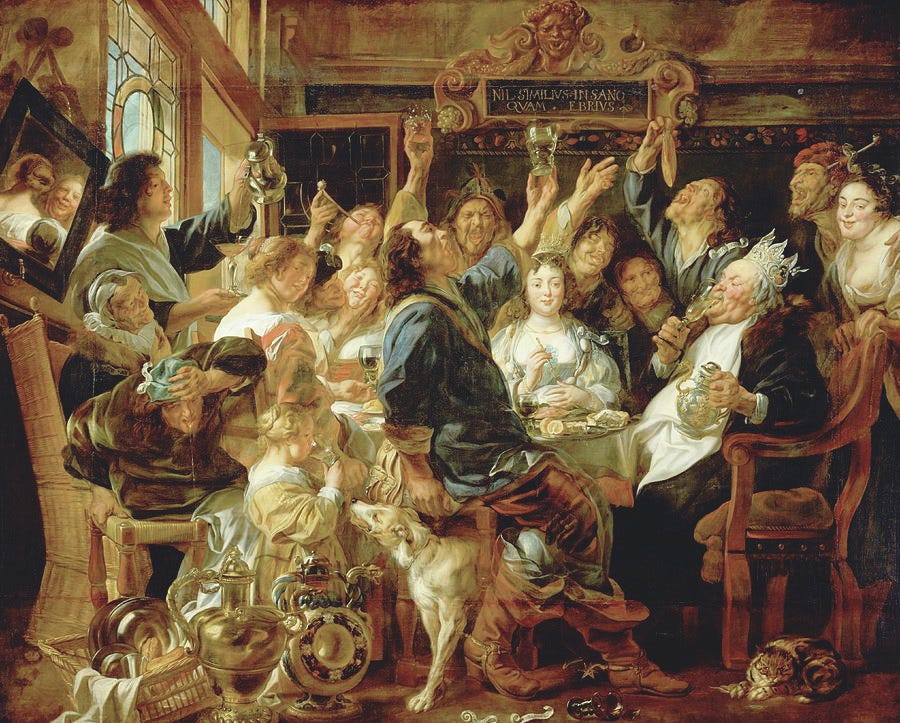 Oil painting of a feast