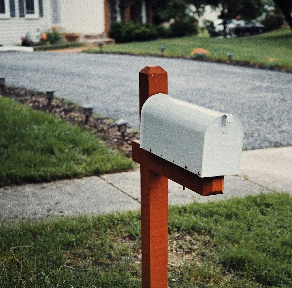 gray metal mail box