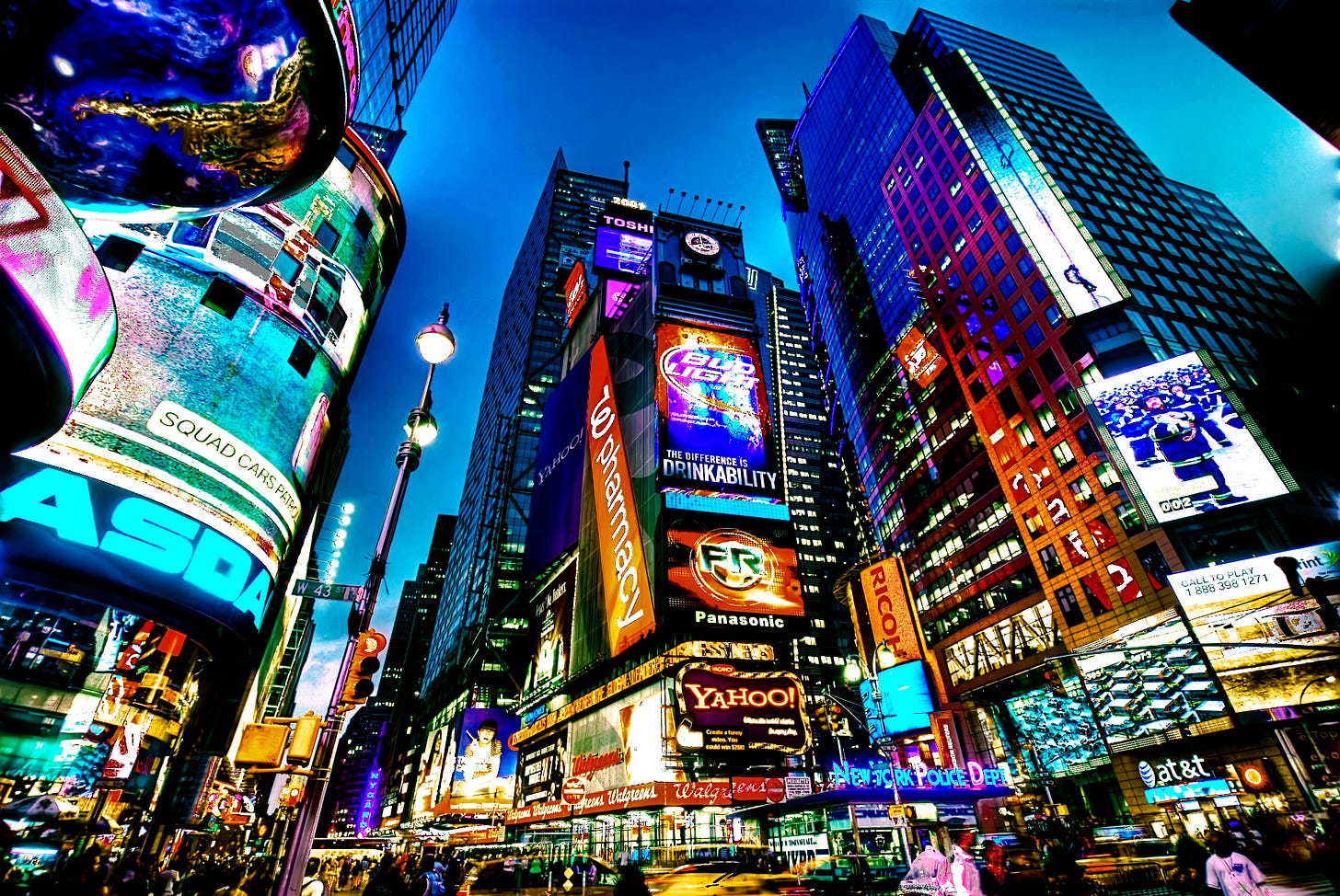 The Times Square in New York - huge, brightly lit advertising space