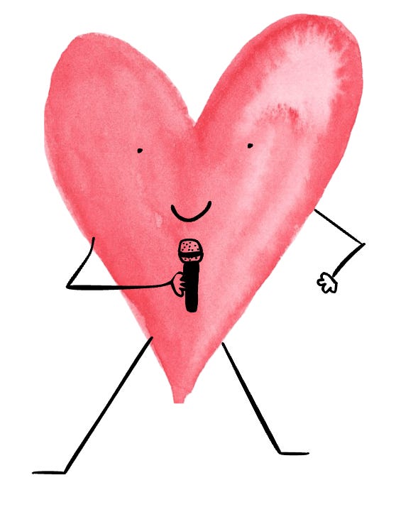 Heart Person holding a microphone