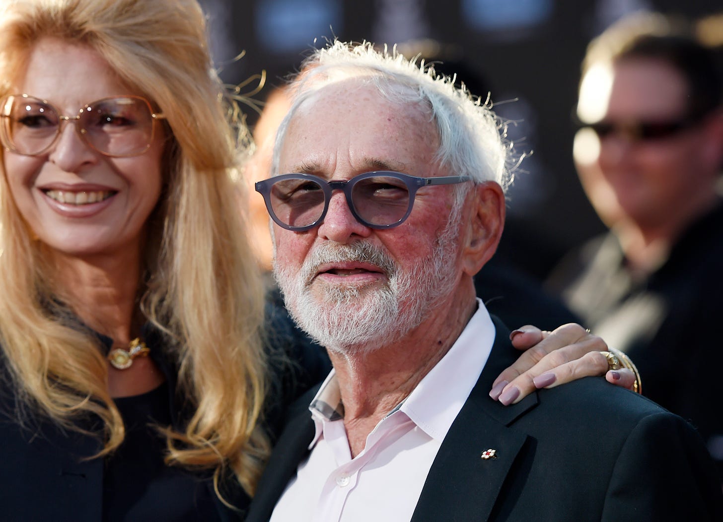 Norman Jewison, center, director of the 1967 film ''In the Heat of the Night,'' wearing blue sunglasses facing the camera appears with his wife, Lynne St. David. 