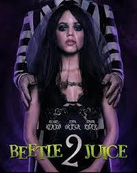 a Movie Poster of Beetle Juice 2, with a picture of Jenna Ortega on the front