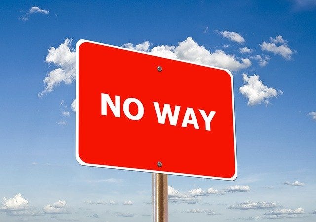 "No Way" road sign