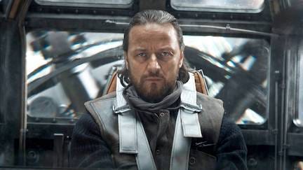 Image of Lord Asriel from HBO's His Dark Materials in his flying ship thing