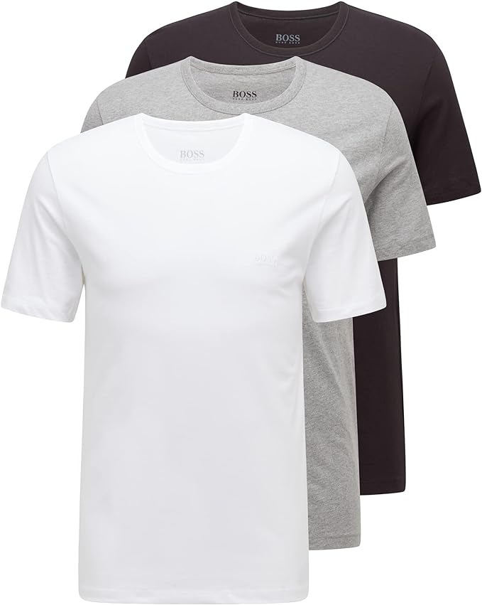 HUGO BOSS, 3 Unidades de algodón de Cuello Redondo clásico de la Camiseta, Camisa SS RN Monochrome